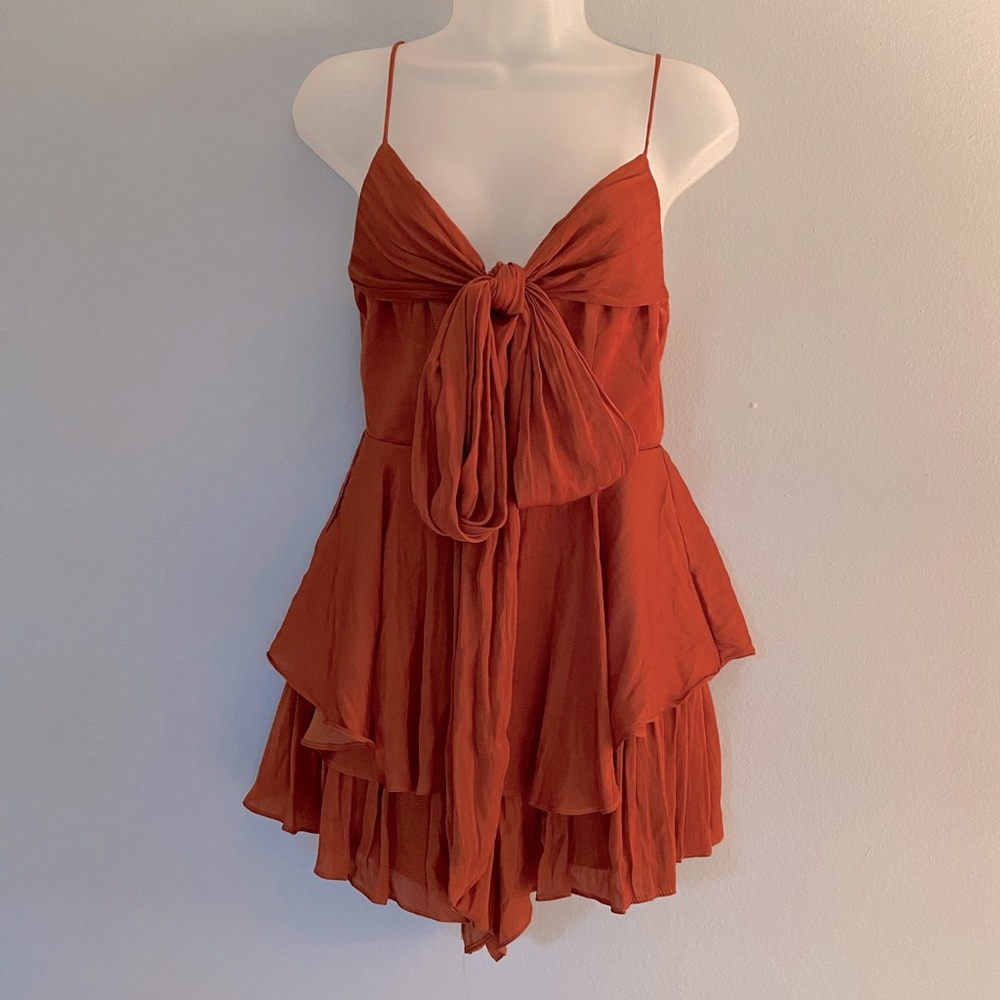 Ruffle Romper Rust Color